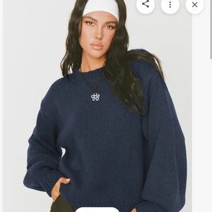 Princess Polly Deep Blue Balloon Sleeve Harmony Sweater